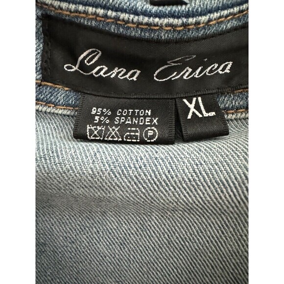 Lana Erica Vintage Floral Embroidered jean jacket jeans XL / 12 - Picture 7 of 8